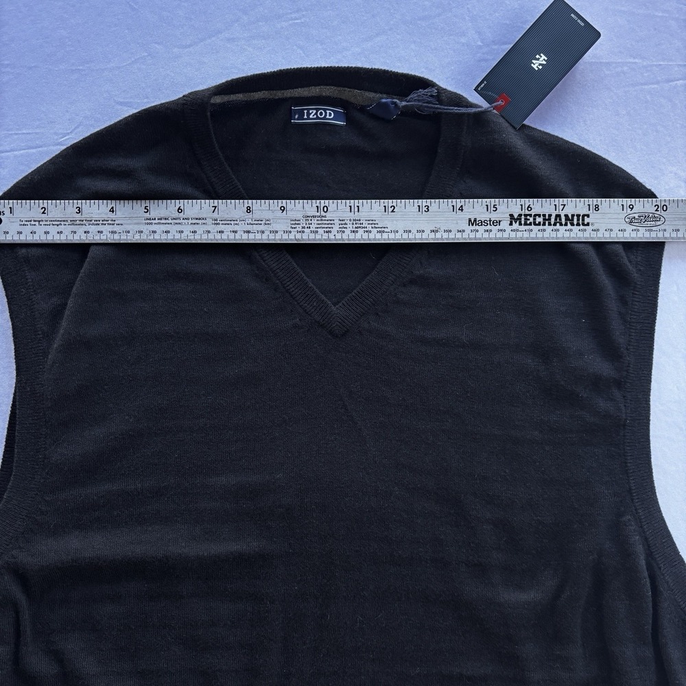 IZOD Sweater Vest Mens XXL Premium Essentials Black Natural Stretch Cotton Blend - Picture 8 of 11